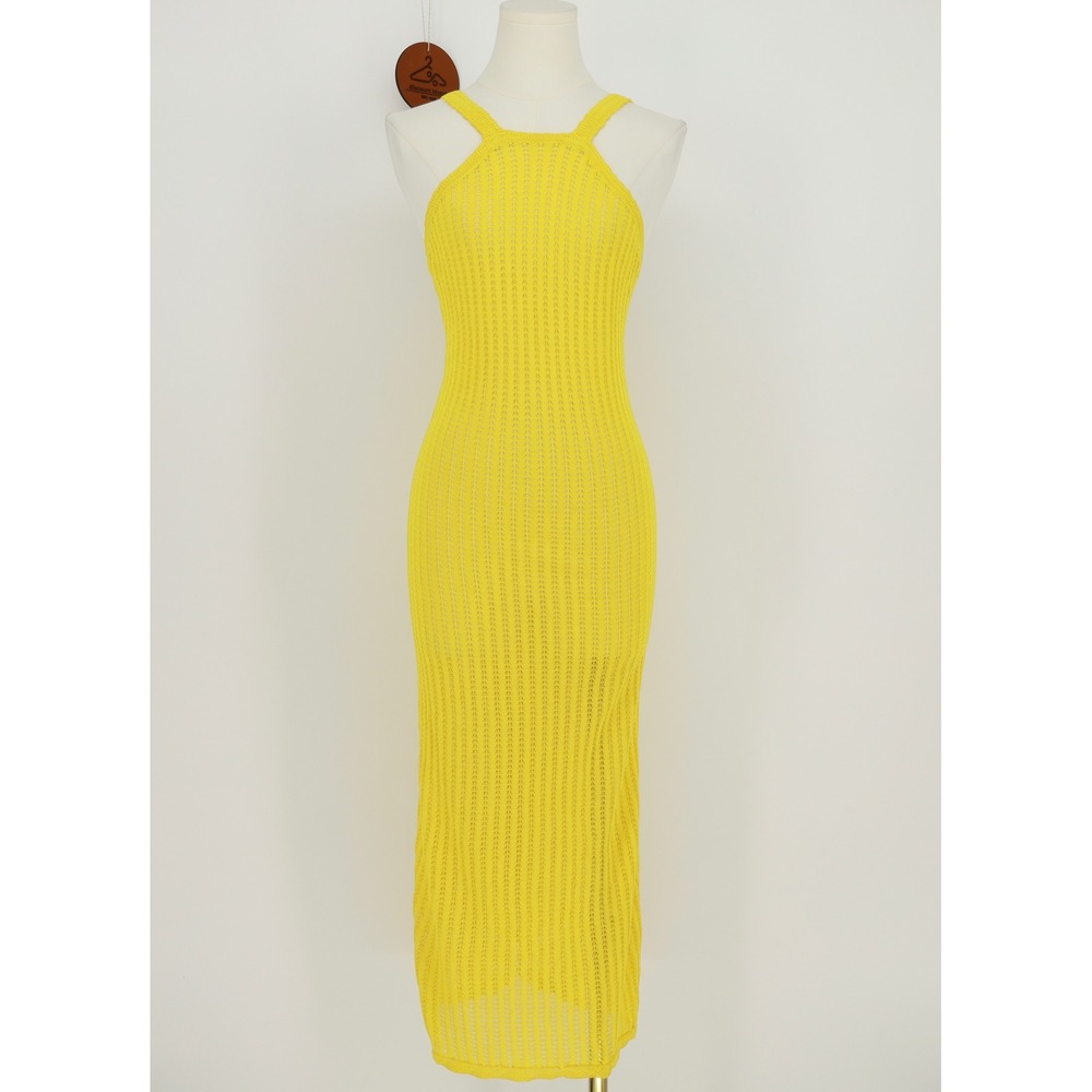 DOEN Lyrianna Dress Cover‎ Up Citrus Pointelle Knit Midi Sleeveless Size Small